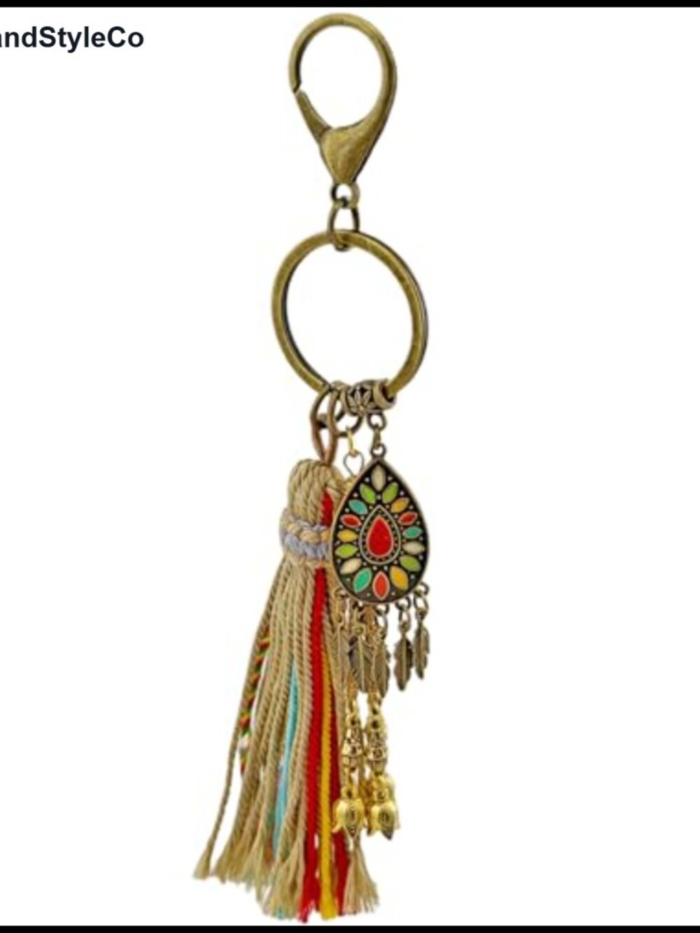 Boho Brass Tassel Keychain with Lobster Clasp, Purse Charm, Gift